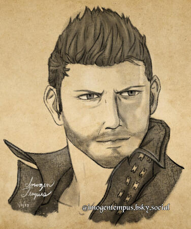 Digital drawing of Cid from Final Fantasy XVI