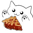 Bongo cat with a slice of cherry pie.