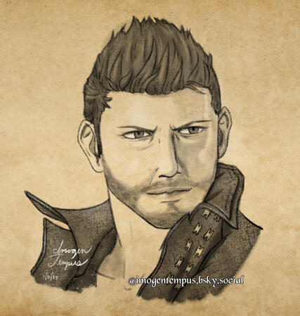 Digital drawing of Cid from Final Fantasy XVI